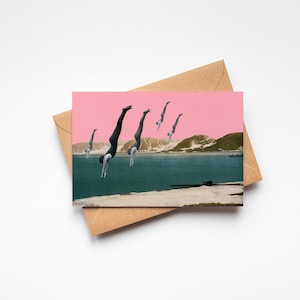 Cartão de felicitações de arte, arte surreal, cartão de felicitações em branco - Dive