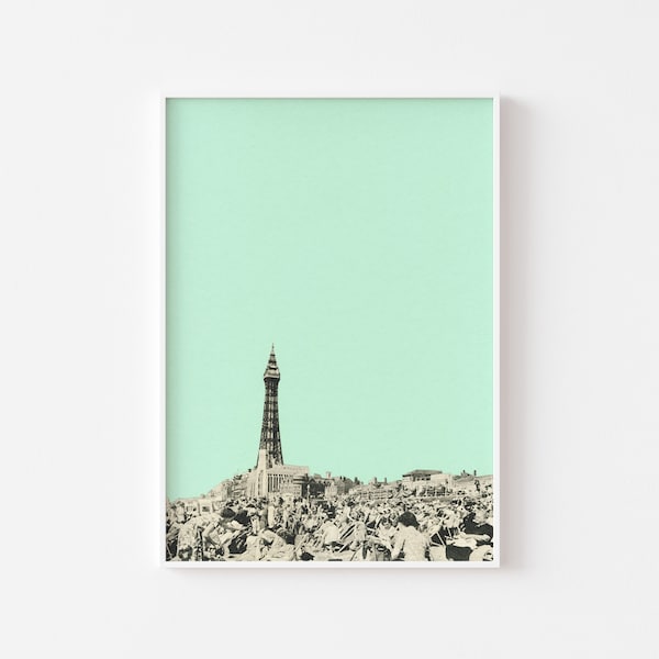 Blackpool Print, Mint Green Decor, Mid Century Wall Art - Blackpool