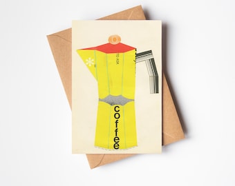 Coffee Pot Greeting Card for Barista or Coffee Lover