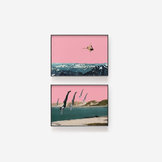 Mountain Print Set of 2, Landscape Art - Dive