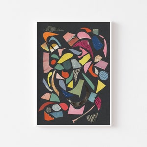 Abstract Wall Art, Terrazzo Decor, Colourful Wall Art - Black Terrazzo