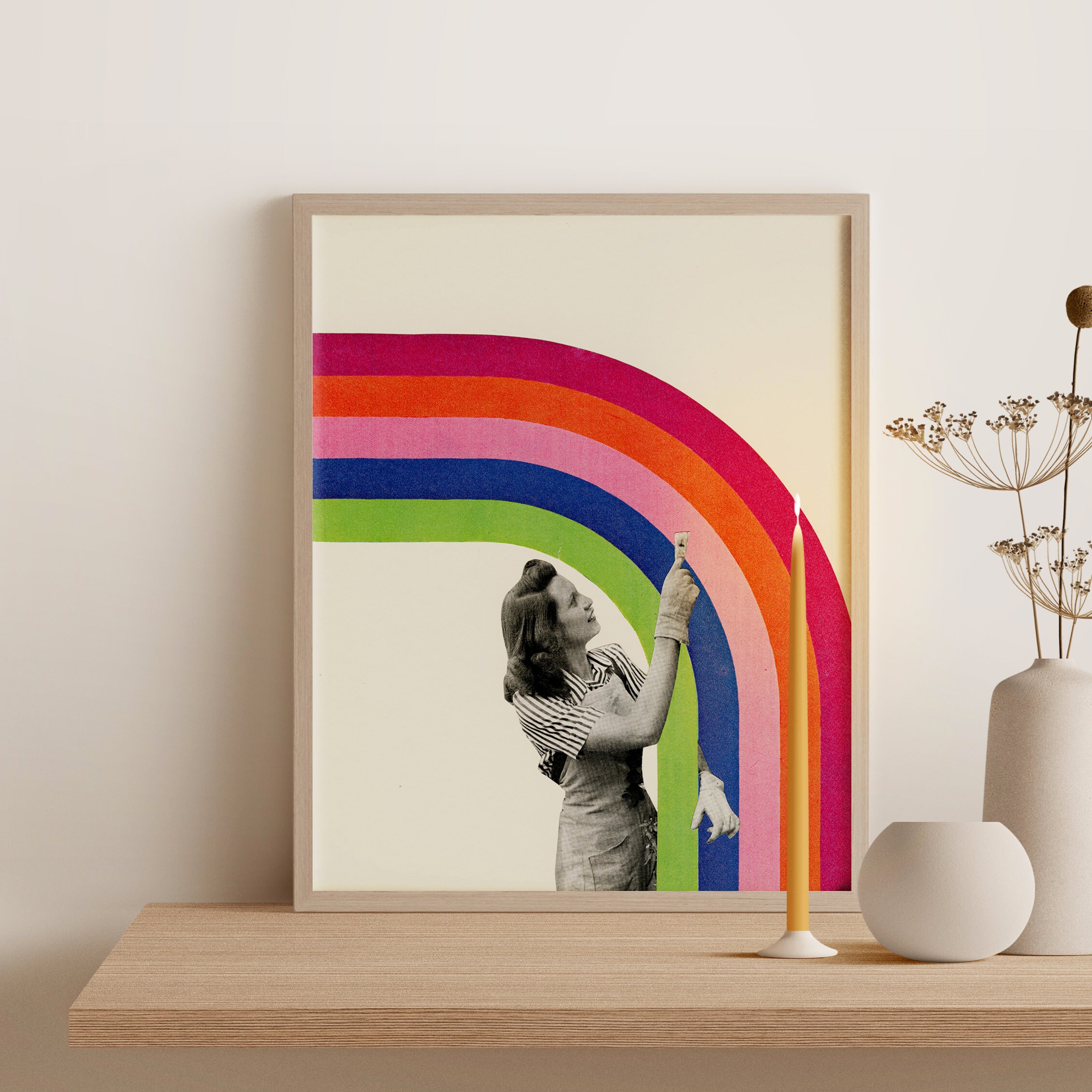 Framed Rainbow Print Colourful Wall Art Ready to Hang Etsy