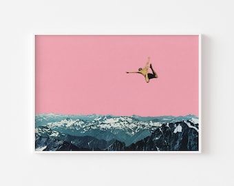 Pink and Blue Mountain Art - Higher Than Mountains
