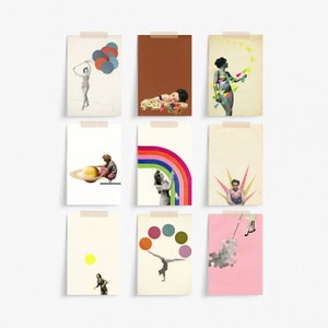 Kunstpostkarten 9er Set, Erschwingliche Kunst, Feiern der Frauen, Ästhetischer Druck, Modernes Briefpapier, Geschenkideen