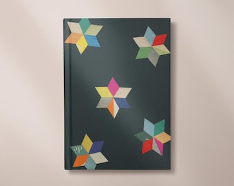 Geometric Journal, Colourful Hardback Abstract Notebook 5x7/A5/A4 - Paper Stars