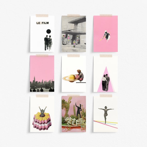 Art Postcard Set of 9, Affordable Art, Aesthetic Prints, Modern Stationery, Gift Ideas