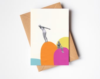 Swimming Greetings Card - Cliff Diving