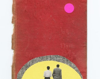 Original Paper Collage Art on Book Cover - Together