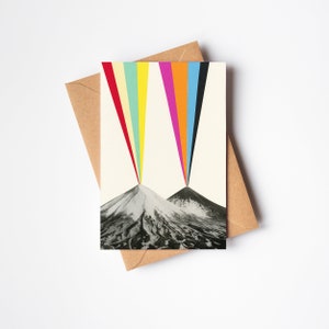 Tarjeta de volcán, tarjeta de felicitación arco iris, tarjeta en blanco para cualquier ocasión - Volcanes