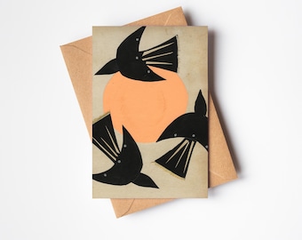 Bird and Sun Greeting Card for Nature Lover - Murmuration