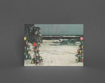 Christmas Card Pack, Vintage Holiday Card - Christmas Beach