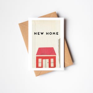 Carte de nouvelle maison, carte de portrait de maison pour habitant de bungalow - Bungalow rouge