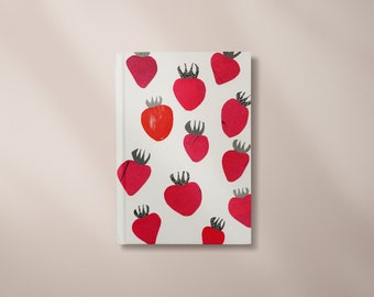 Strawberry Hardback Notebook, Fruit Journal 5x7/A5/A4 - Strawberries