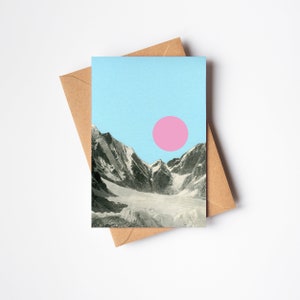 Carte montagne, carte de voeux paysage - soleil d'hiver