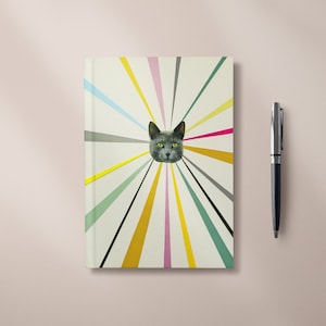 Carnet cartonné rétro chat 5x7/A5/A4 - Yeux de chat
