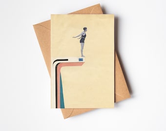 Swimming Greetings Card - Diving Board