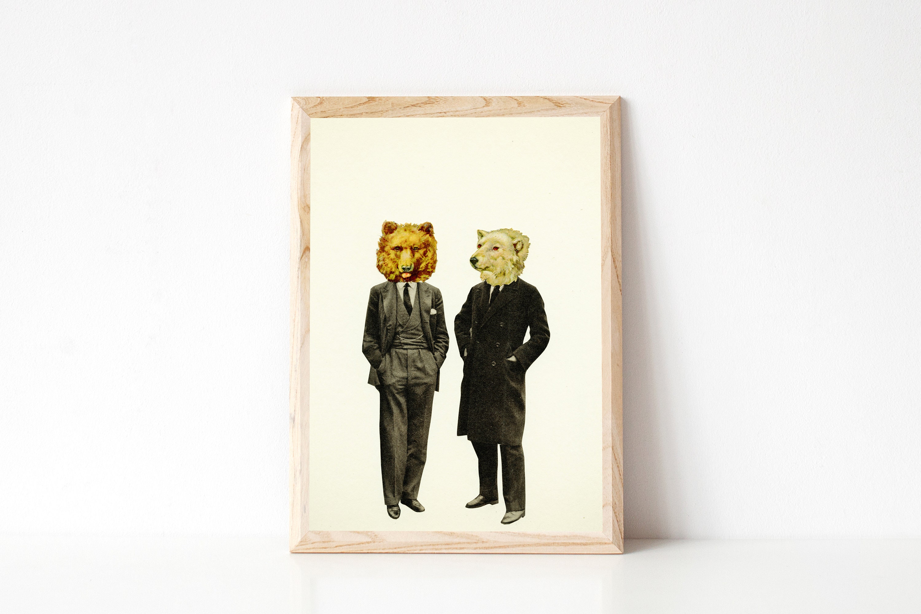 Bear Print Anthropomorphic Art Surreal Bear Portrait The | Etsy