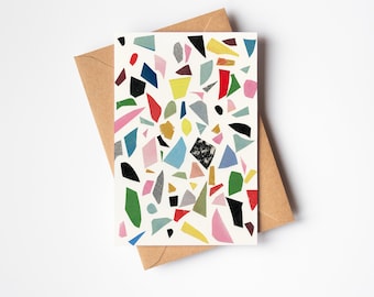 Carte abstraite, carte de voeux vierge, carte d'art colorée - terrazzo blanc