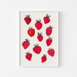 Strawberry Print, Kitchen Wall Decor, Gift for Foodie - Strawberries