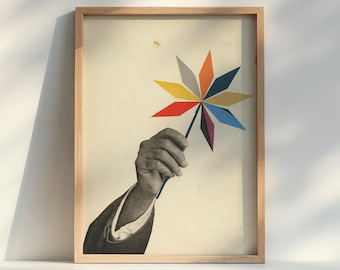 Hand Art Print, Abstract Flower Wall Art Poster, A5 Sale Print - Summer
