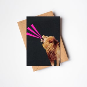 Cartão de felicitações de leão, cartões de animais de zoológico - ROAR