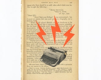 ORIGINAL COLLAGE, Retro Literary Typewriter Art - Words are Power