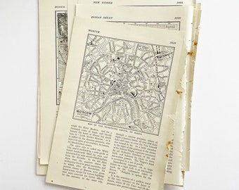 50 Vintage Map Pages for Junk Journal, Ephemera Pack