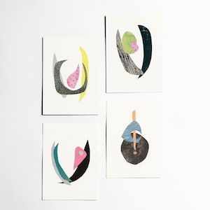 Conjunto de postales abstractas, papelería moderna, relleno de medias, ideas de regalos - Florales abstractos