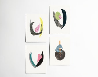 Ensemble de cartes postales abstraites, papeterie moderne, rembourrage de bas, idées cadeaux - Fleurs abstraites
