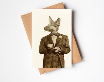 Dog Greetings Card, Fathers Day Card - Play it Cool, Play it Cool