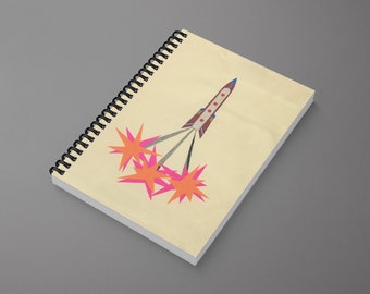 Space Spiral Notebook - Rocket