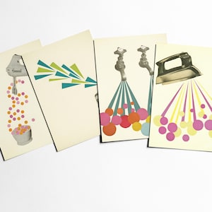 Postkarten Set, Hausarbeit Karten, Mid Century Kunst - The Housework is Never Done