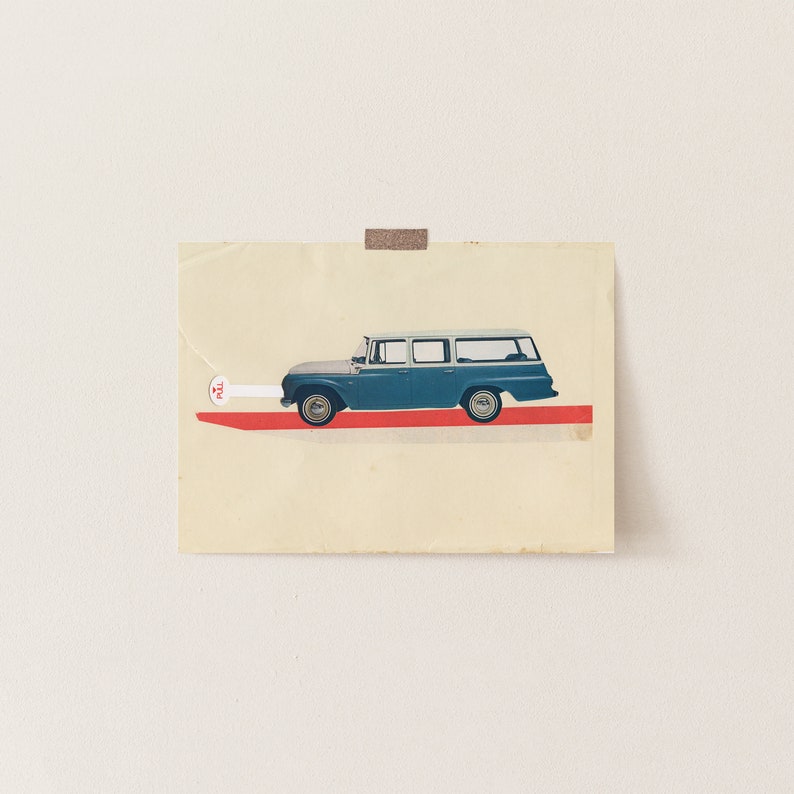 Vintage Car Print, Mid Century Wall Art Pull Here image 3