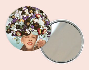 Flower Portrait Pocket Mirror 76mm / 3 inches - Floral Fashions III