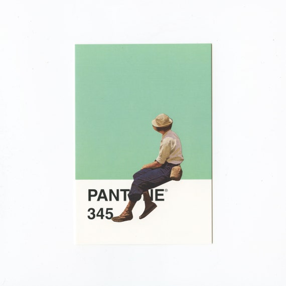 Original Collage on Pantone Postcard - 345