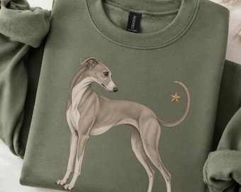 Whippet Christmas Sweatshirt | Elegant Dog with Gold Star