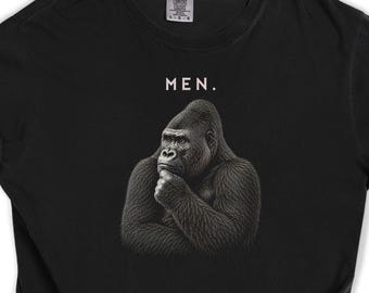 Shirt heren gorilla denken grappig | Op Kiyomasa geïnspireerde memeafbeelding | Cadeau-idee voor humoristische man