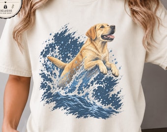 Yellow Lab Water Dog Shirt, Labrador Retriever T-Shirt, Dog Lover Comfort Colors 1717