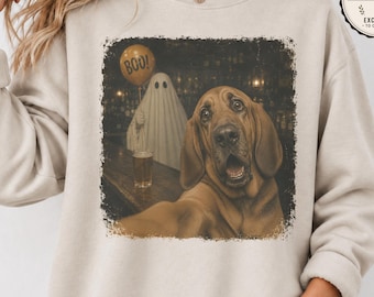 Bloodhound Halloween Sweatshirt | Funny Ghost Dog Crewneck
