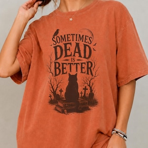 Gothic Black Cat Tee | Cemetery Book Lover Graphic | Dark Academia Raven Moon Art | Vintage Halloween Outfit | Unisex T Shirt