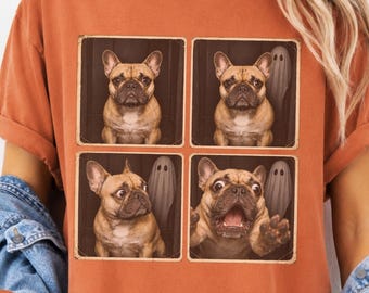 French Bulldog Ghost Photo Booth Halloween Shirt | Comfort Colors Tee