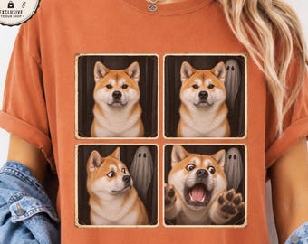 Akita Halloween T-Shirt | Funny Ghost Photo Booth Dog Tee | Comfort Colors 1717