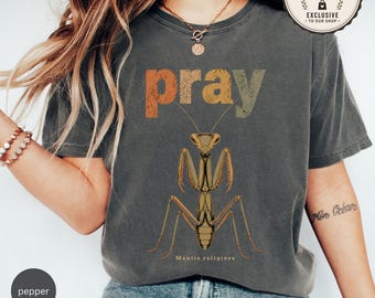 Shirt bidsprinkhaan | T-shirt Mantis Religiosa | Vintage grafisch shirt entomologie | Retro cadeau insectenliefhebber | T-shirt natuurinsect | Uniseks T-shirt