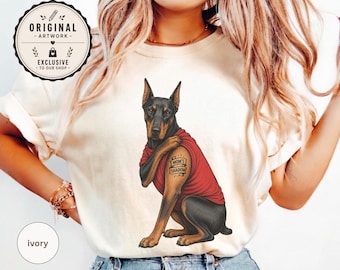 Doberman-shirt voor mama's Shadow | Grappig hondencadeau | Loyal Guardian-tatoeageontwerp