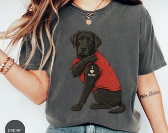 Black Labrador Mom Shirt | I Love Mom Tattoo Dog | Pet Lover Gift | Lab Owner Tee