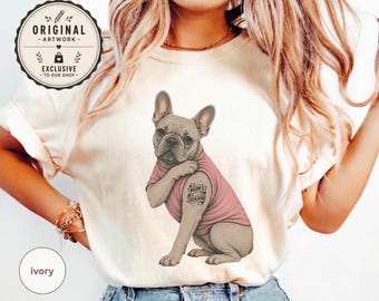 Shirt Franse Bulldog Mom's Shadow | Grappig hondencadeau | Bijbehorende kleding met klittenband