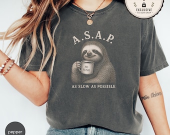 Uniseks luiaardshirt | Zo langzaam mogelijk T-shirt | Grappig grafisch T-shirt luiaard | Shirt Lazy Animal | Cadeau luiaardliefhebber | Boxy-T-shirt voor dames