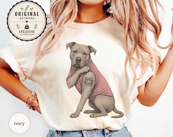 Shadow Pitbull-shirt voor mama | Grappig hondencadeau | Trouw tattoo-ontwerp