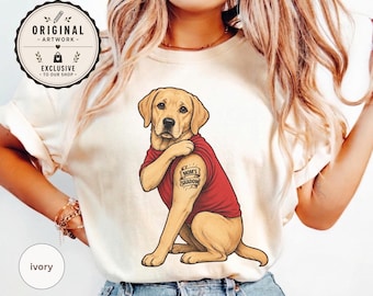 Labrador-shirt voor moeder Shadow | Tattoo hondenliefhebber cadeau | Grappige puppy-eigenaarskleding met klittenband