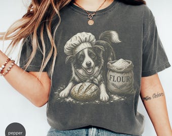 Border Collie Baker Shirt | Funny Bread Dog Unisex Tee | Bread Lover Gift | Border Collie Mom | Vintage Dog Tee